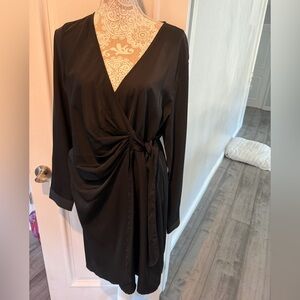 Elegant Black Wrap Dress (NEW)